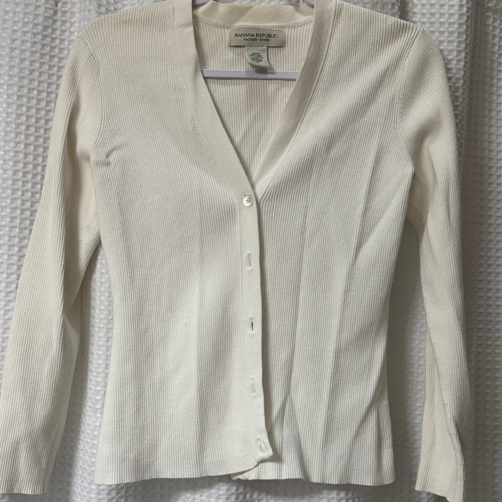 Banana Republic White Cardigan